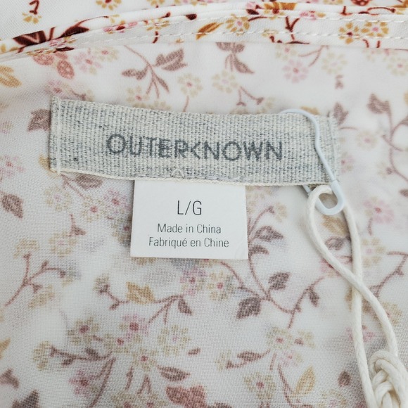OUTERKNOWN Floral Print V Neck Short Sleeve Mini Dress Lightweight Womens Large - Picture 6 of 11